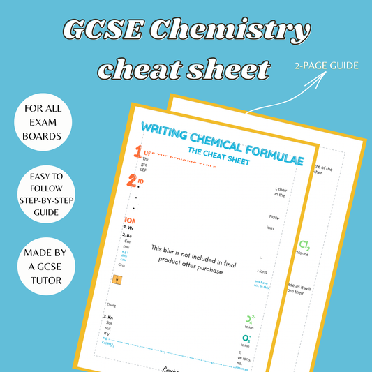 Writing Chemical Formulae Paper Cheat Sheet